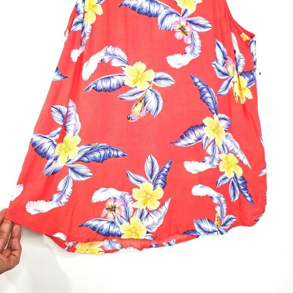 NWT Old Navy Salmon Pink Hawaiian Floral Sleeveless Tank Top - Picture 4 of 10